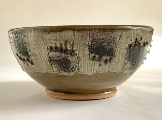 small bowl with slip decoration